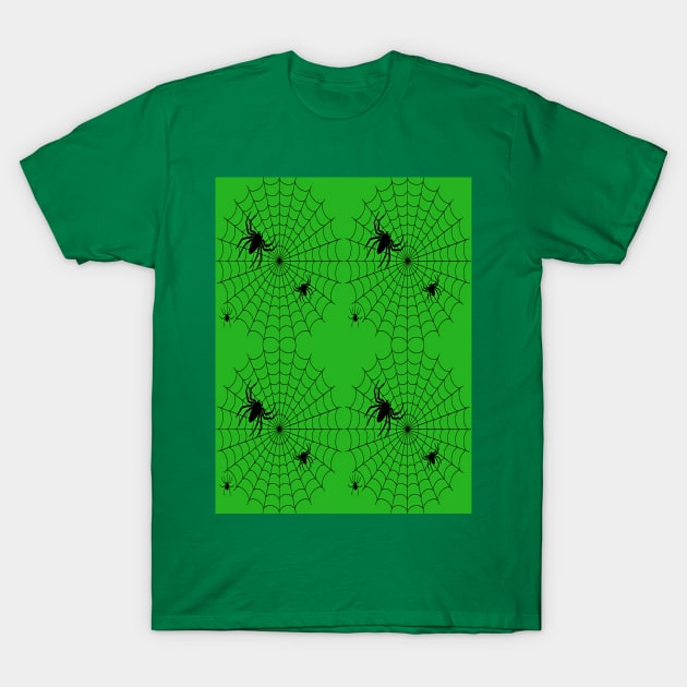 Halloween spider family green T-Shirt by YamyMorrell